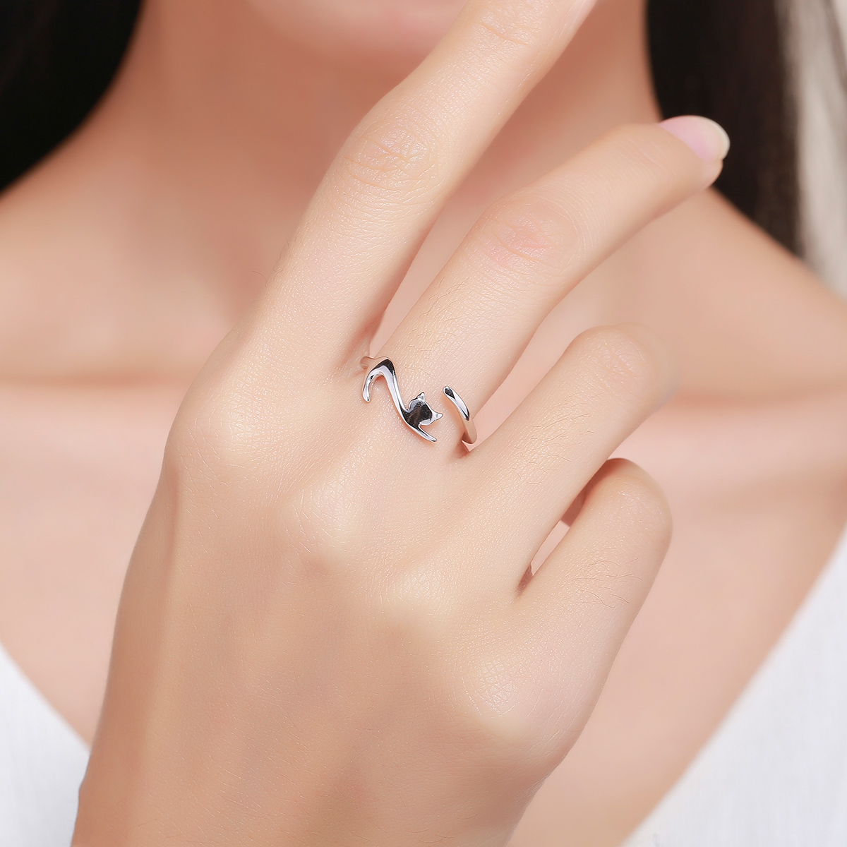 Pandora Style Kleverige kat Open Ring - SCR220