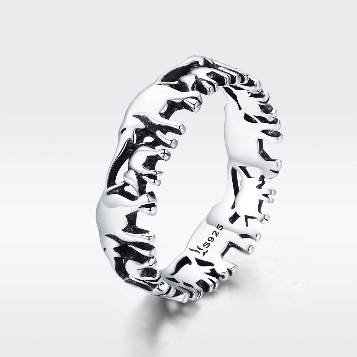 Pandora Style Olifantenfamilie Ring - SCR344 Pandora Style Olifantenfamilie Ring - SCR344